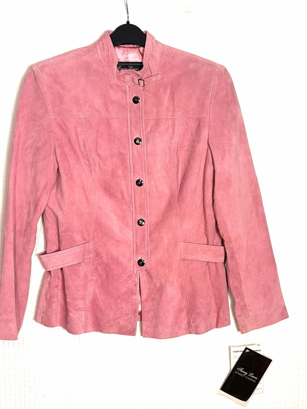 NEW Terry Lewis Leather Jacket Blazer Womens S Pink Classic Luxe Vintage Lined
